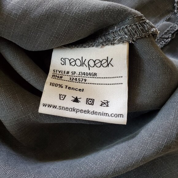 Sneak Peek Black Burnout Shirt Dress Tencel Lightweight Button Up Large - Picture 11 of 16